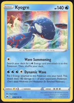 Kyogre 036/159 Holo Rare Crown Zenith Pokemon Near Mint - Image 1