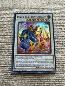 Yugioh Power Tool Braver Dragon POTE-EN097 Super Rare 1st Ed NM - Image 1