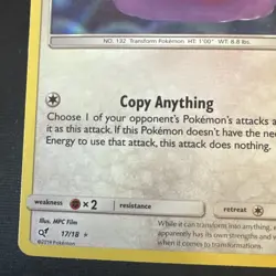 Pokemon Ditto 17/18 Detective Pikachu Holo Nm - Image 5