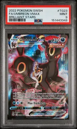 Pokemon Umbreon VMAX TCG TG23/TG30 Sword & Shield Brilliant Stars PSA 9 Gem MT - Image 1