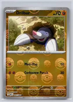 Drilbur (Poke Ball Pattern) 045/086 Holo Common Black Bolt Pokemon Near Mint - Image 1