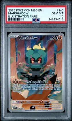 2025 POKEMON MEG EN-MEGA EVOLUTION ILLUSTRATION RARE #146 MARSHADOW PSA 10 - Image 1