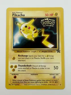 1999 Pokemon The First Movie Pikachu Black Star Promo #4 Raw LP - Image 1