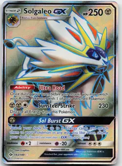 Solgaleo GX (Full Art) 143/149 Holo Ultra Rare SM Base Set Pokemon Near Mint - Image 1