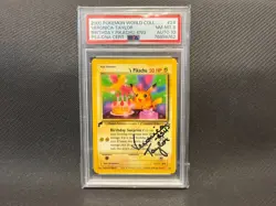 Pokemon TCG - 2000 Birthday Pikachu #24 - Veronica Taylor signed PSA 8 Auto 10 - Image 1