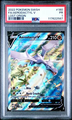 2022 POKEMON SWORD & SHIELD LOST ORIGIN #180 FULL ART/AERODACTYL V PSA 1 - Image 1