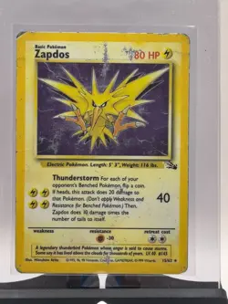 1999 Pokemon TCG Fossil Set WOTC Zapdos Holo Rare 15/62 Vintage Card MP - PSA 1 - Image 2