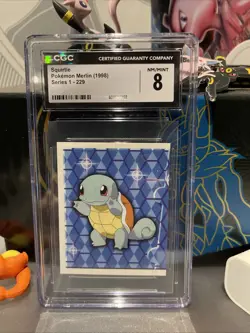 1998 Squirtle Pokemon Merlin Sticker Series 1 CGC 8 NM/Mint, Vintage - Image 1