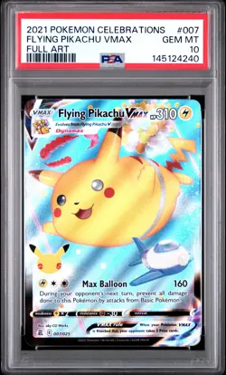 2021 POKEMON CELEBRATIONS #007 FULL ART/FLYING PIKACHU VMAX PSA 10 - Image 1