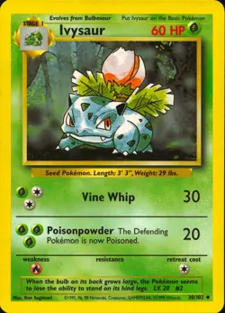 IVYSAUR 30/102 UNCOMMON BASE SET UNLIMITED POKEMON LP - Image 2