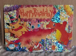 Rare Pokemon Charmander Prism Vending Machine Sticker Card Happy Birthday Holo - Image 1