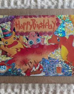 Rare Pokemon Charmander Prism Vending Machine Sticker Card Happy Birthday Holo - Image 4