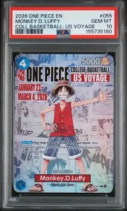 One Piece Monkey D. Luffy US Voyage NCAA College Basketball Card Promo PSA 10 - Image 1