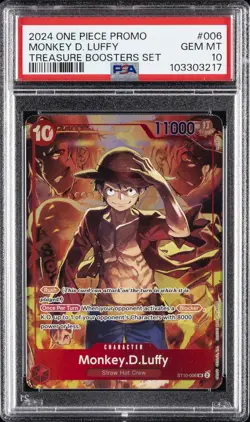 2024 ONE PIECE PROMOS TREASURE BOOSTERS SET #006 MONKEY D. LUFFY PSA 10 - Image 1