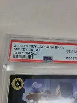 2023 Disney Lorcana En P1 Gen Con Mickey Mouse Musketeer Promo Card PSA 10 - Image 3