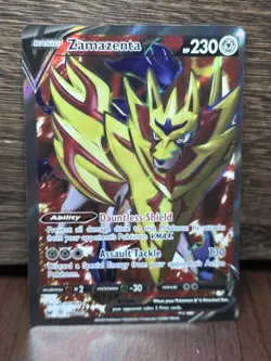 2020 Pokemon Zamazenta V 196/202 Sword & Shield Base Set Full Art Rare Card NM - Image 1