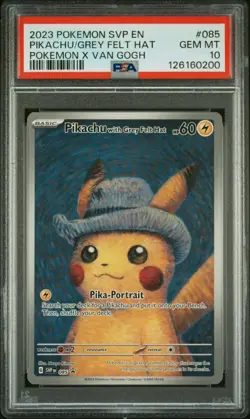 2023 POKEMON SVP POKEMON X VAN GOGH PROMO PIKACHU WITH GREY FELT HAT PSA 10 - Image 1