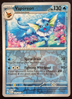 POKEMON 151 VAPOREON REVERSE HOLO 134/165 NM CONDITION - Image 1