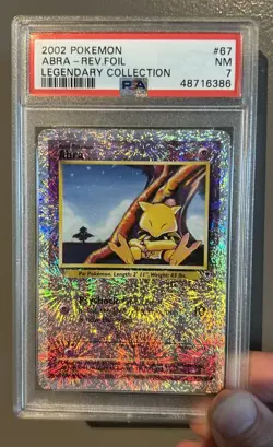 2002 POKEMON LEGENDARY ( COLLECTION) ABRA REVERSE HOLO FOIL Graded PSA 7 NM - Image 1