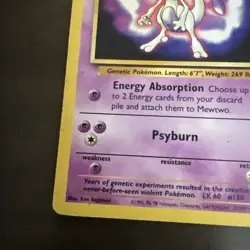 NM-Mewtwo Kids WB Presents Pokemon The First Movie Rare 1995 pokemon card No. 3 - Image 3