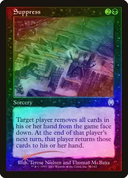 Suppress FOIL Apocalypse HEAVILY PLD Black Uncommon MAGIC MTG CARD ABUGames - Image 1