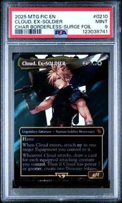 2025 MTG FINAL FANTASY COMMANDER #0210 CLOUD, EX-SOLDIER CHAR-SURGE FOIL PSA 9 - Image 1