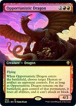 Opportunistic Dragon (Extended Art) FOIL Throne of Eldraine NM CARD ABUGames - Image 1