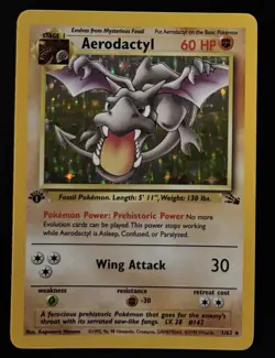 Pokemon Aerodactyl 1/62 1st Edition Holo Rare Pokemon Fossil Set Holofoil TCG - Image 3