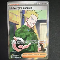 Pokemon Lt. Surge's Bargain 170/132 ME01 Ultra Rare Holo Full Art Trainer - Image 1