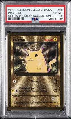 2021 POKEMON CELEBRATIONS ULTRA-PREMIUM COLLECTION #58 PIKACHU PSA 8 - Image 1