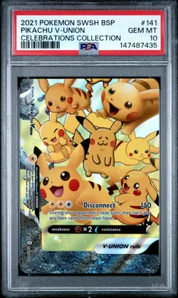 2021 POKEMON SWSH BLACK STAR PROMO #141 PIKACHU V-UNION PSA 10 - Image 1