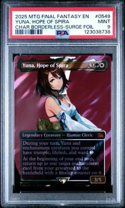 2025 MTG FINAL FANTASY #0549 YUNA, HOPE OF SPIRA CHAR-SURGE FOIL PSA 9 - Image 1