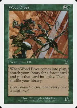 Wood Elves 7th Edition NM Green Common MAGIC THE GATHERING MTG CARD ABUGames - Image 1