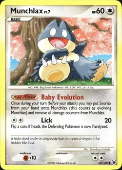 Munchlax 68/100 Majestic Dawn Common LP 2008 Reverse Holo - Image 2