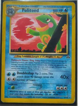 Politoed 27/75 Neo Discovery Non-Holo Pokemon Card WOTC LP/Played - Image 1