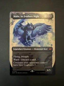Maha, It’s Feathers Night Borderless MTG Bloomburrow Non-foil 0289 NM - Image 1