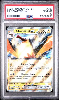 2024 POKEMON SSP EN-SURGING SPARKS #068 KILOWATTREL EX PSA 10 - Image 1