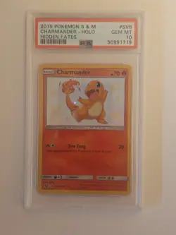 PSA 10 Charmander SV6/SV94 Pokemon Hidden Fates Holo Card - Image 1