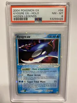 Pokemon TCG Kyogre EX Holo Rare Card 94/101 Hidden Legends PSA 8 - Image 1