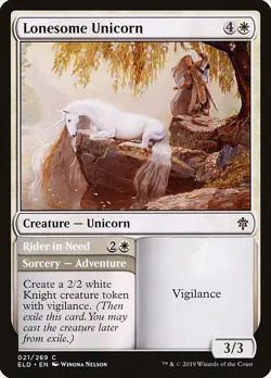 Lonesome Unicorn / Rider in Need FOIL Throne of Eldraine NM Common CARD ABUGames - Image 1