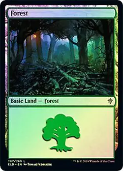 Forest (267) FOIL Throne of Eldraine PLD Basic Land MAGIC MTG CARD ABUGames - Image 1