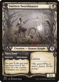 Smitten Swordmaster / Curry Favor (Showcase) FOIL Throne of Eldraine NM ABUGames - Image 1