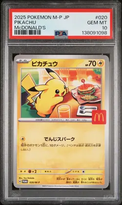 Pikachu Pokemon TCG Japanese McDonald's Promo 020/M-P PSA 10 - Image 1
