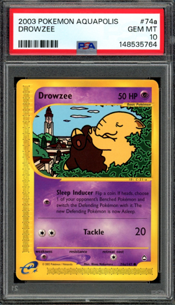 PSA 10 Gem Mint Drowzee e-Series Aquapolis 74a/147 2003 Vintage Pokemon - Image 1