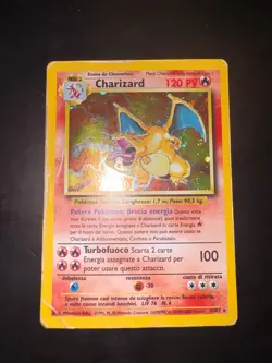 Pokemon Charizard 4/102 Set Base Rara Holo Unlimited Wizards ITA Carte Vintage - Image 2