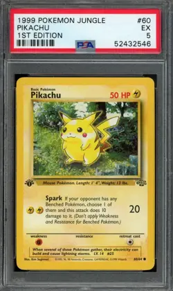 1999 POKEMON JUNGLE 1ST EDITION #60/64 PIKACHU PSA 5 - Image 1