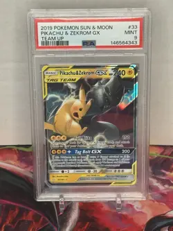Pokemon Pikachu & Zekrom GX 33/181 Sun & Moon Team Up Ultra Rare Holo PSA 9 - Image 1
