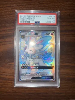 2019 POKEMON SUN & MOON HIDDEN FATES #SV76 FULL ART/SYLVEON GX PSA 10 - Image 1