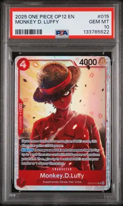 2025 One Piece Op12-015 Legacy Of The Master Monkey D. Luffy #015 PSA 10 SR - Image 1