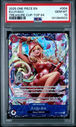 2025 ONE PIECE PROMOS TREASURE CUP-TOP 64 #004 KUJYAKU PSA 10 - Image 1
